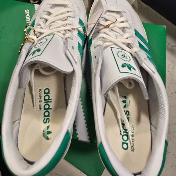 ADIDAS x Sporty & Rich Mens Size 10 US RARE Blanc Sneakers White & Green NEW - Picture 8 of 10